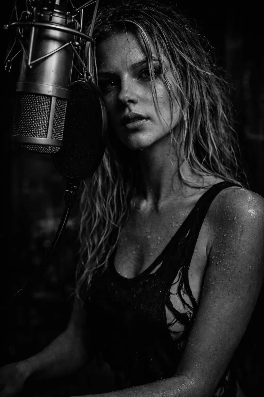 At the Microphone B&W