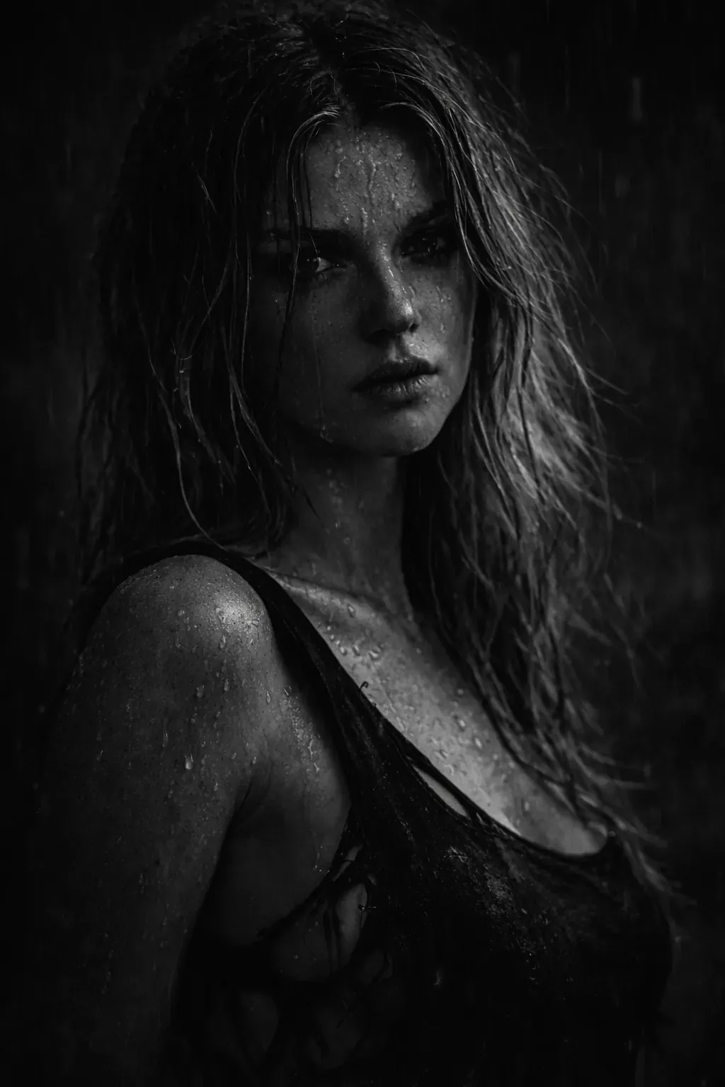 Rain Portrait B&W